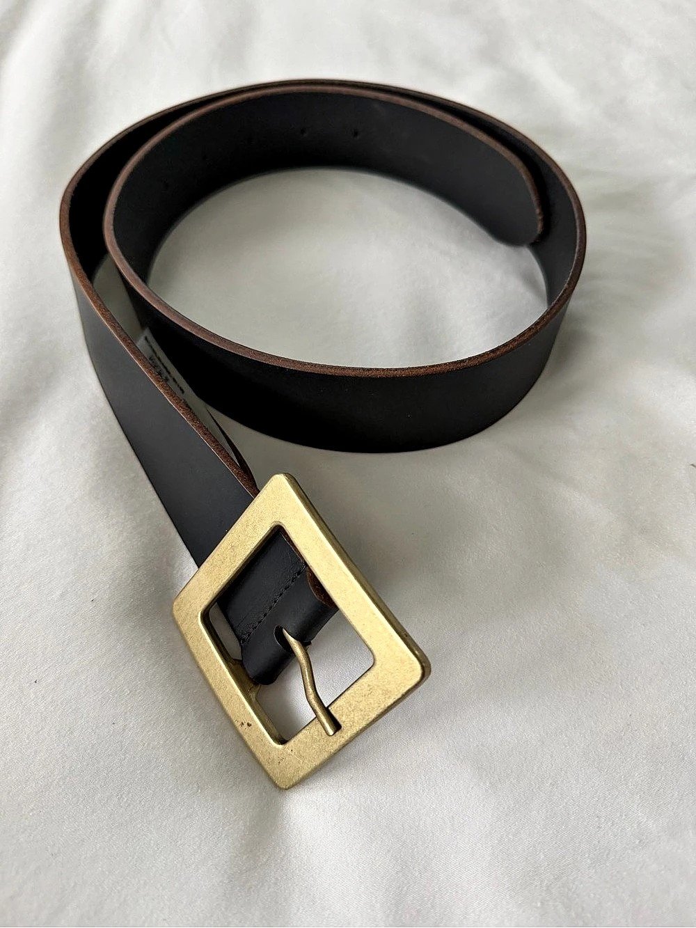Free People Squared Up Leather Belt in Black & Brown